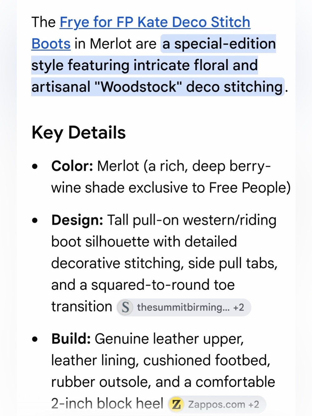Free People x Frye Kate Deco Stitch Boots in Merlot Size 7.5 NIB - Picture 4 of 15